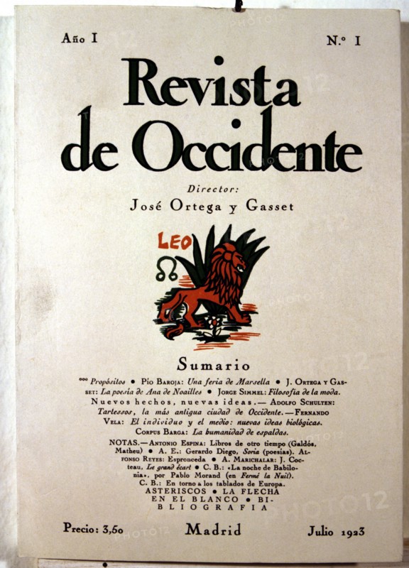 Cover of 'Revista de Occidente'  No. 1. July 1932 magazine founded and directed by José Ortega y ?