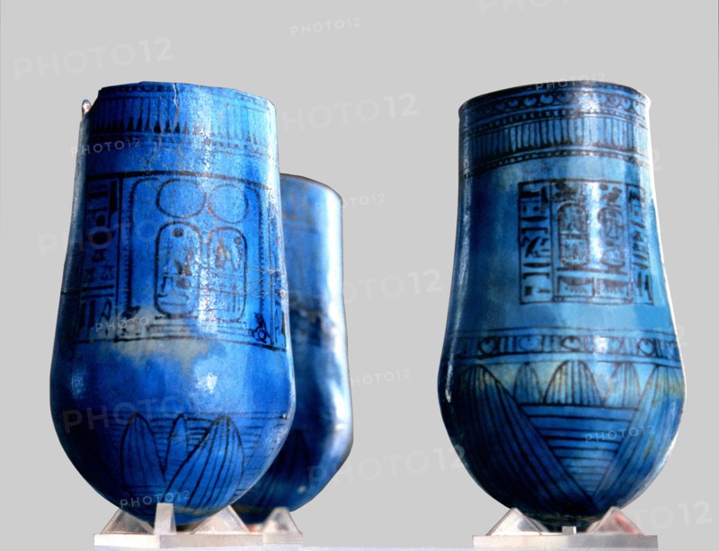 Glasses of Pharaoh Ramses II, made in blue faience, 1304 - 1237 a.C..