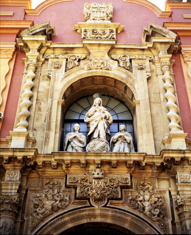 Detail of the door of the Museum of Fine Arts, Seville.