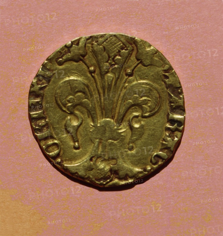Florin, currency of the time of Peter III, coined in Perpignan, reverse.