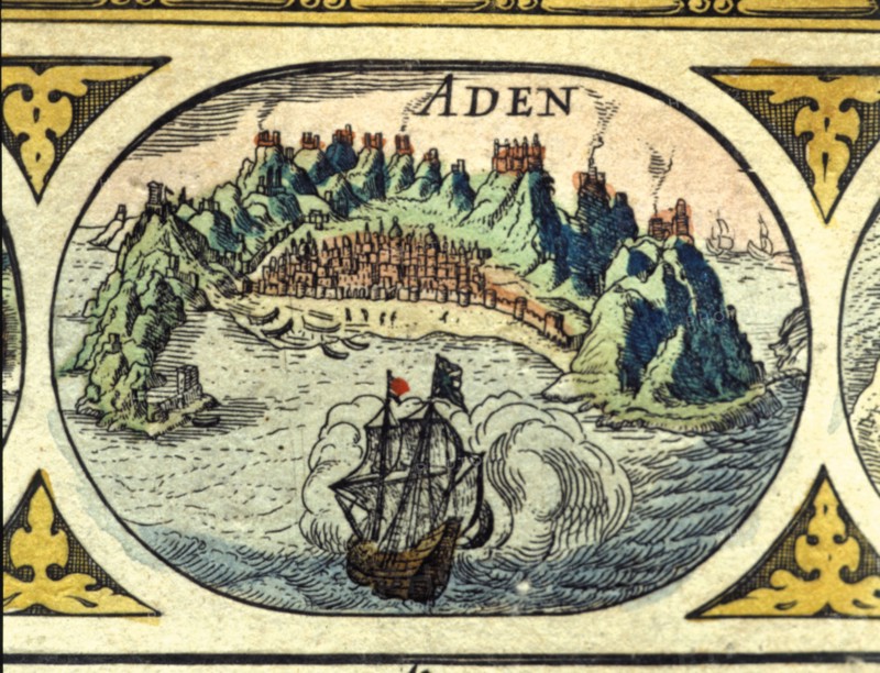 Aden, colored engraving from the book 'Le Theatre du monde' or 'Nouvel Atlas', 1645, created, pri?
