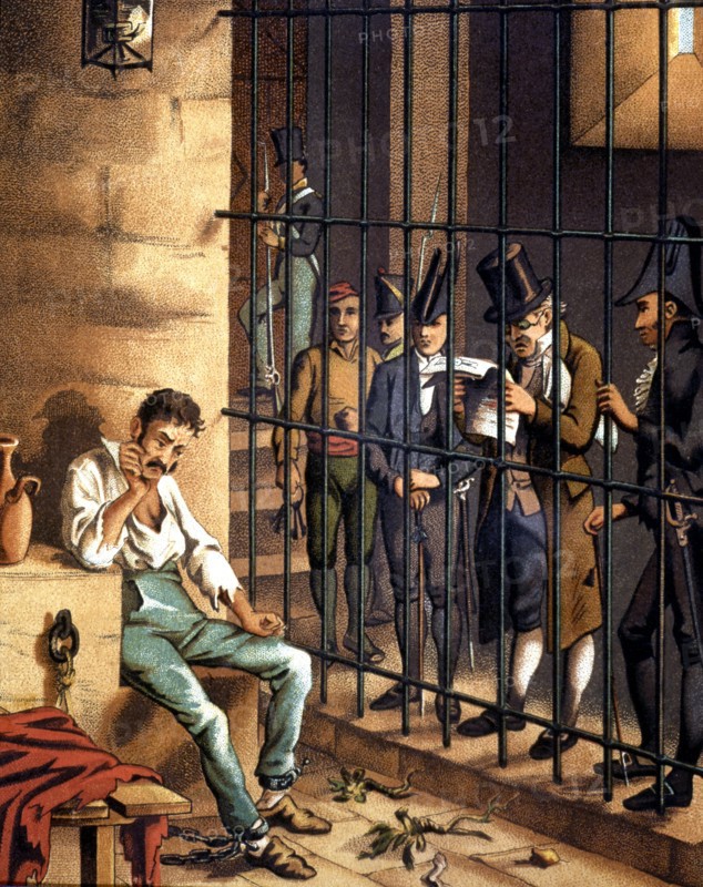 Liberal Triennium,  Juan Martin Diaz 'the Stubborn' in prison while reading his death sentence, 1?