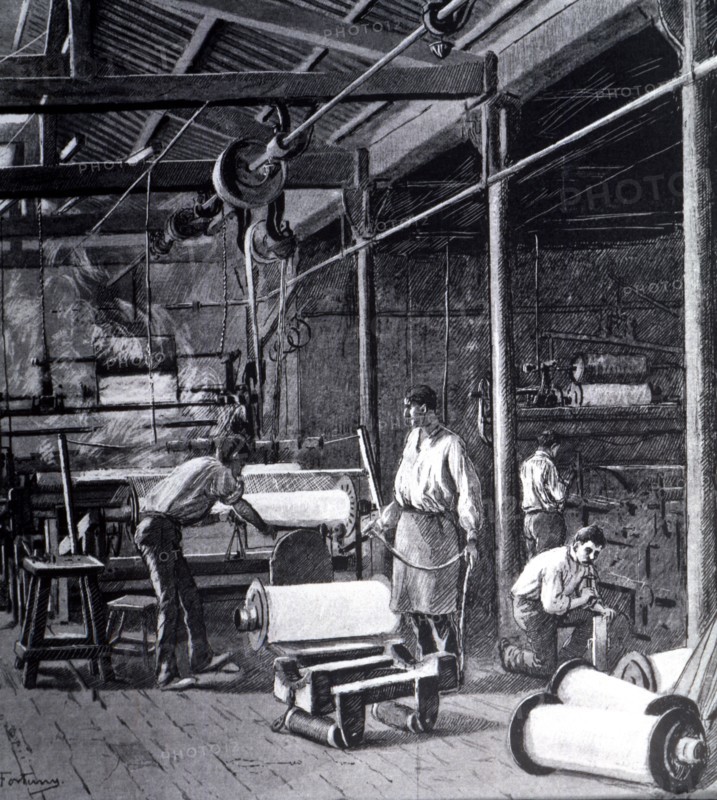 Vapor Vell' nave, steam-driven textile factory located in the suburb of Sants in Barcelona. Drawi?