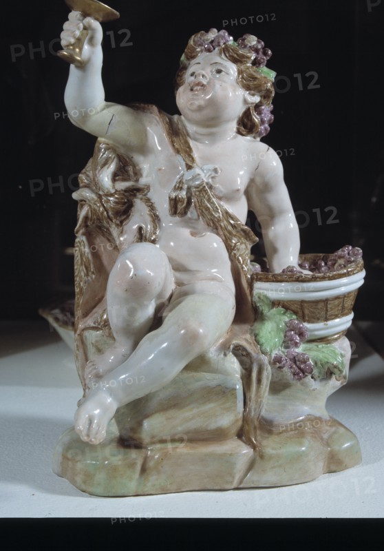 Bacchus, the Greek god of wine, ceramic figurine made in the Real Fábrica del Buen Retiro in 1775.