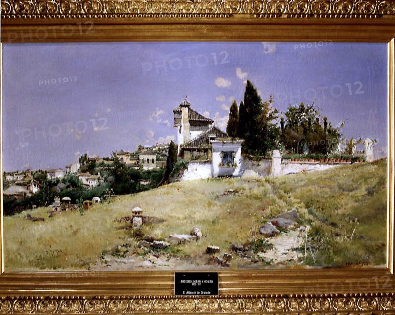 The Albaicin in Granada', oil by Antonio Gomar.