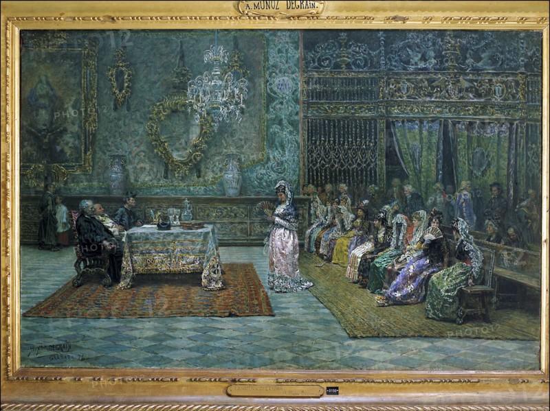 Review of doctrine in the vicarage of Granada' Muñoz Degrain oil, late 19th century.