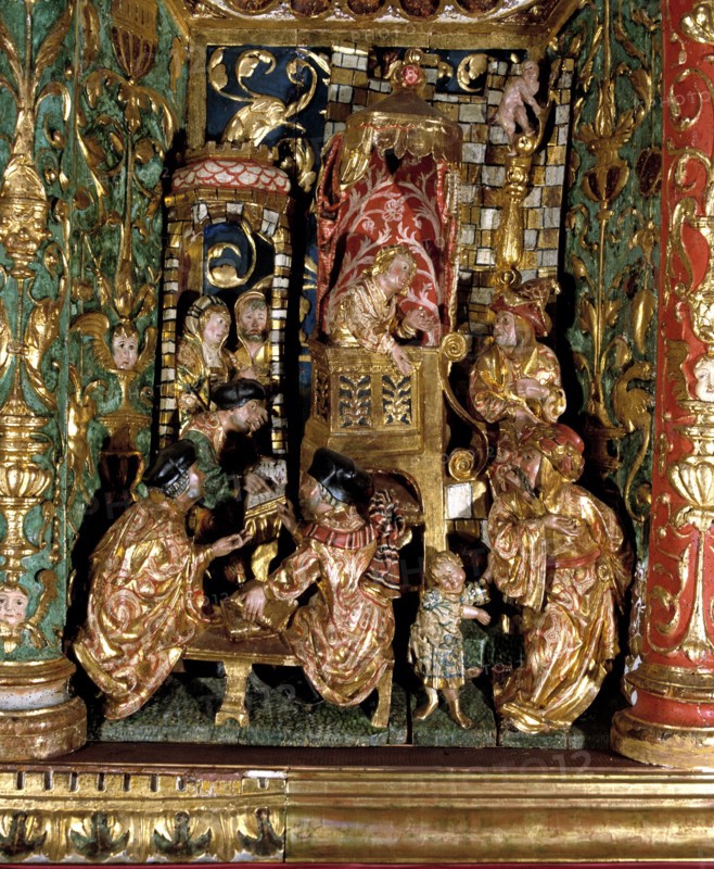 Altarpiece of the Gospel of the Childhood', 'Jesus among the Doctors', polychromed wood.