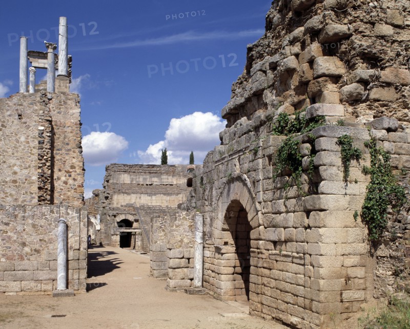 Side entrance to the scene of the Roman Theatre of Merida.