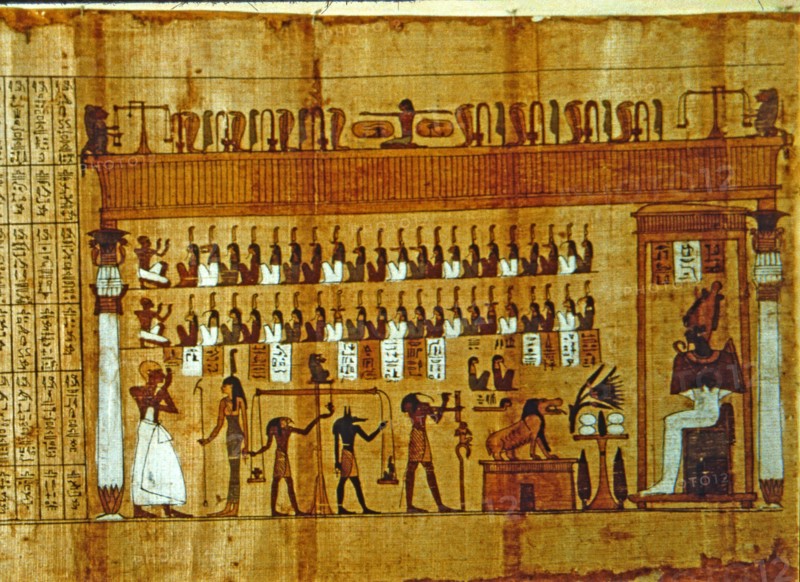 Scene representing 'Judgment of the soul', in the 'Book of the Dead', Papyrus.