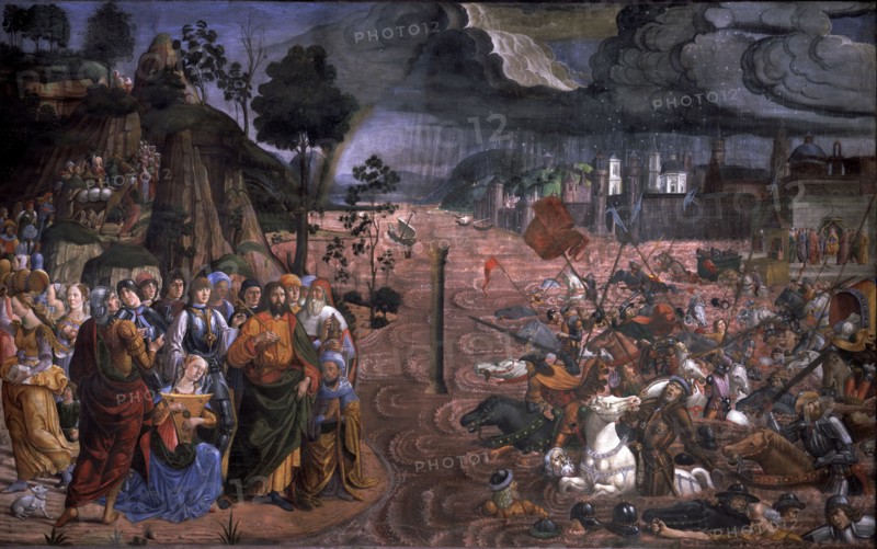 Crossing the Red Sea', 1483, fresco by Cosimo Rosselli.