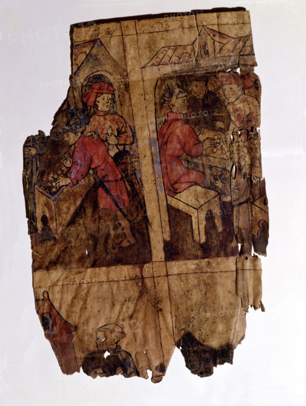 Scenes of banking in a scroll extracted from a manual of the file of protocols, illuminated manus?