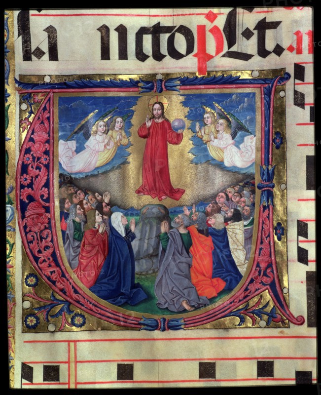 Ascension of Jesus, miniature in choirbook 7, sheet 57.