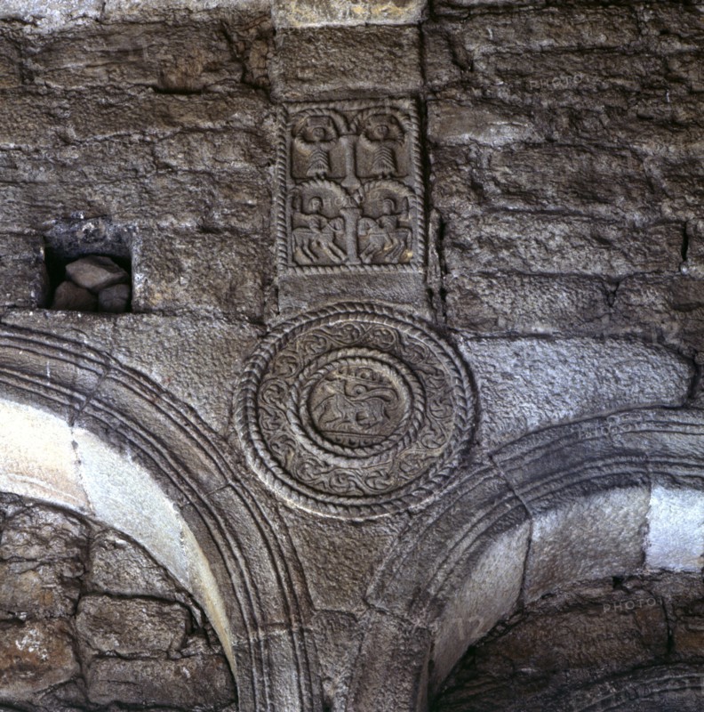 Decorative details inside the church of Santa Maria del Naranco.