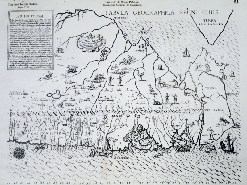Map of Chile made by the Jesuit Alonso de Ovalle in 1646.