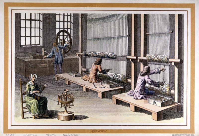 Interior of a carpet shop, engraving.