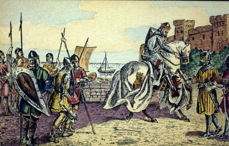 Conquest of Seville by King Ferdinand III 'The Saint' in 1248, colored engraving.