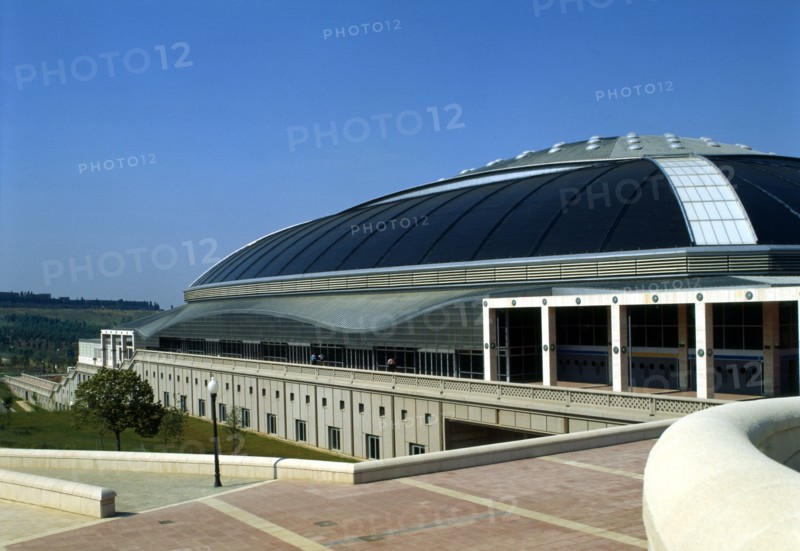 Palau Sant Jordi' by the Japanese architect Arata Isozaki, detail of the side.