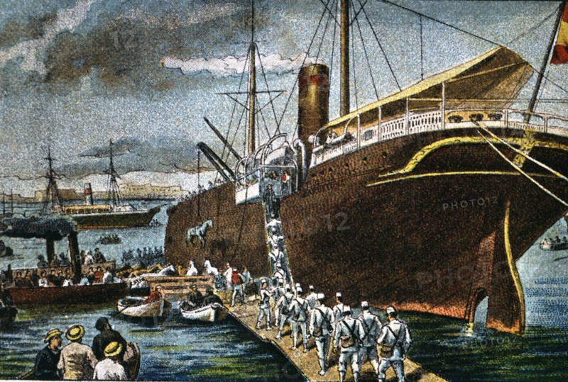 Morocco Campaign, shipment of troops in the port of Barcelona in the Buenos Aires liner bound to ?