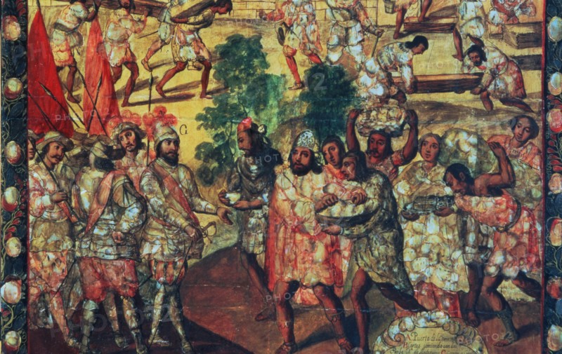 Hernán Cortés enters Cempoal and he's welcomed by the chief Gordo (Quauhtlaebana) who showers mea?