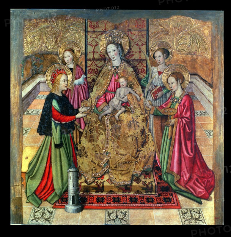 Virgin and Child, Saint Barbara and Saint Agnes by Jaume Huguet.