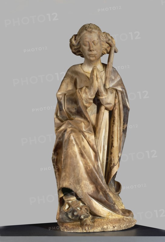 A person praying. Sculpture from the tomb of Bishop Bernat de Pau (1394-1457), made in alabaster,?