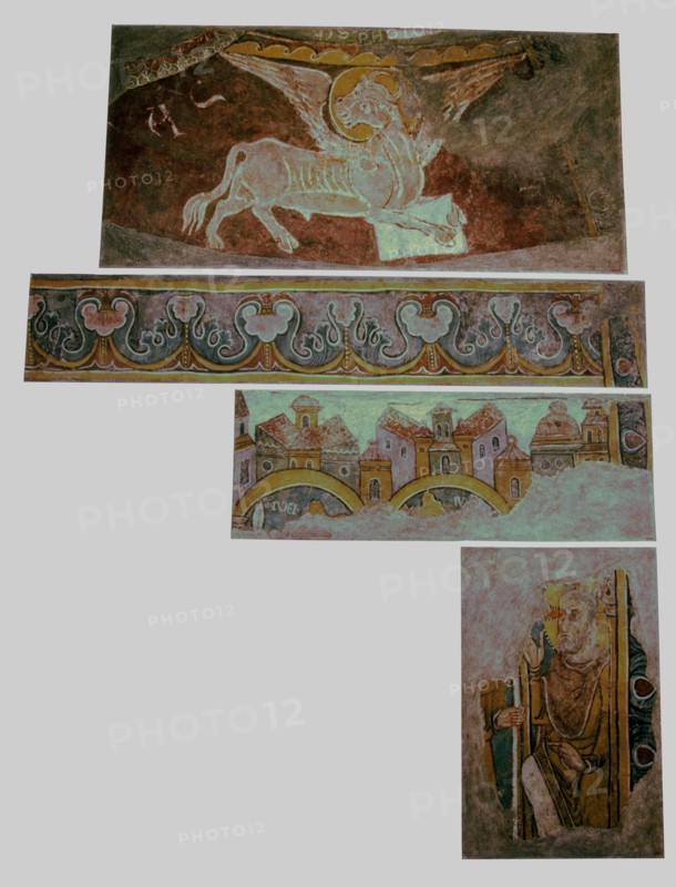 Fragments of wall paintings from the apse of the Archpriest Church of Sant Esteve (Andorra la Vel?
