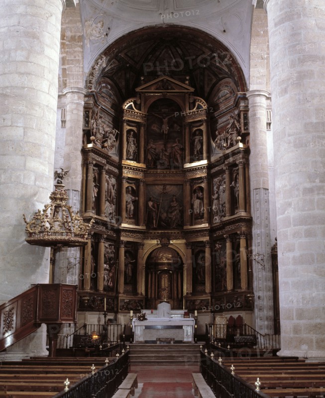 Detail of the main altarpiece of the church of Santos Juanes in Nava del Rey (Valladolid), made i?