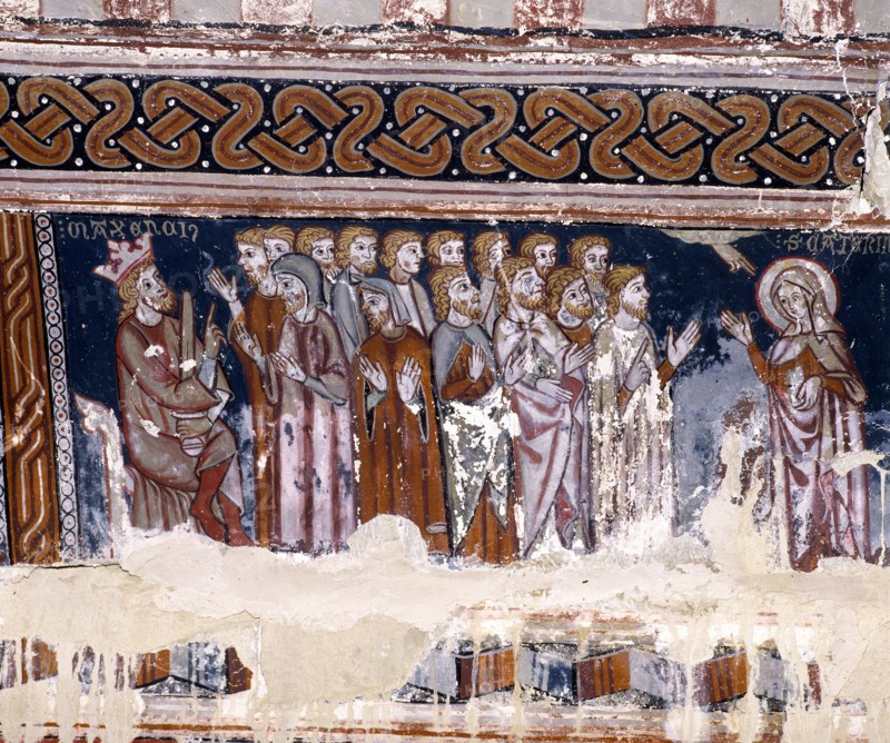 Chapel of Santa Maria del Monte of Liesa, scene of the martyrdom of St. Catherine, painting besid?