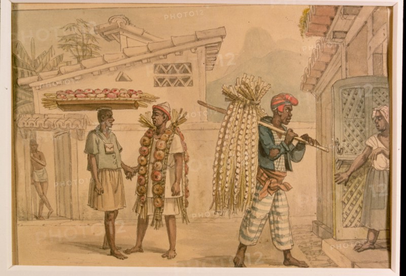 Sellers of garlic and onion, watercolor, 1826.