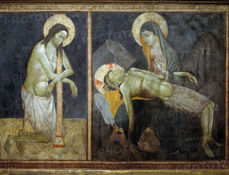'Christ in the column' and 'Piety', around 1400, tempera painting.