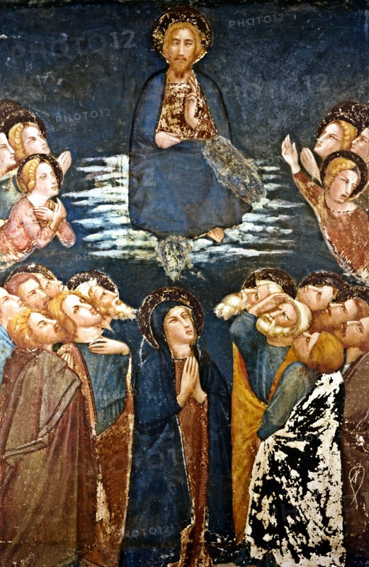 'Ascension of Jesus into heaven surrounded by the apostles and the Virgin Mary' detail of the pa?