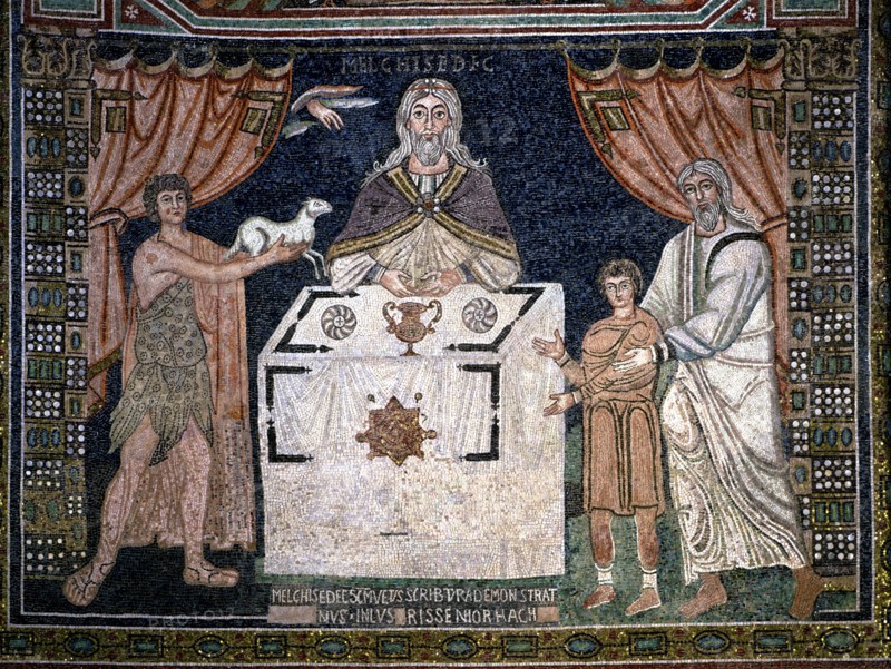 Mosaic in the apse, representation of Melchizedek (detail) in the Basilica of St. Apollinaire in ?