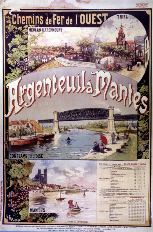 Poster advertising French railways of the West, from Argenteuil to Nantes.