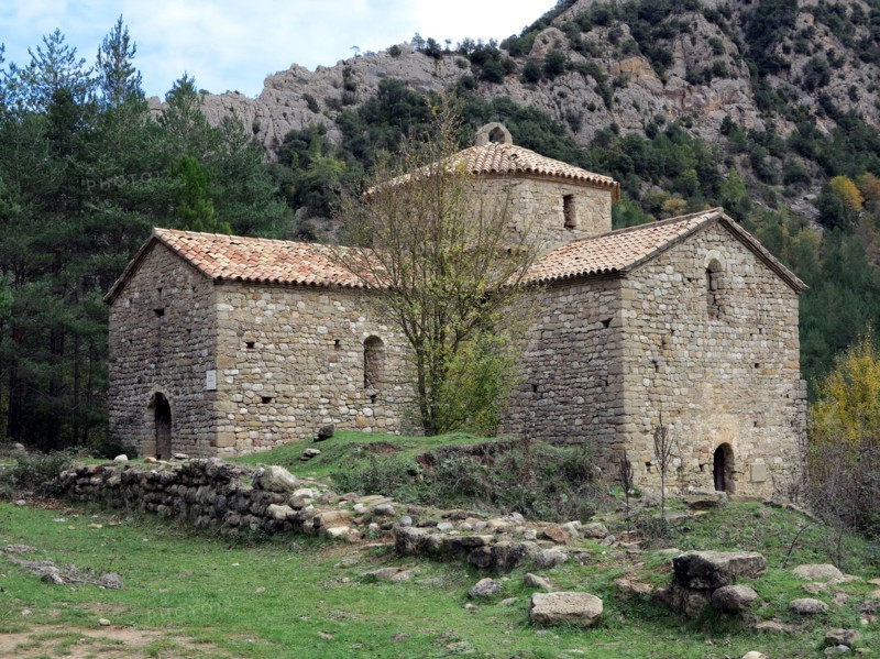 Monastery of Sant Pere de Graudescaldes in the foothills of the Busa mountains on the banks of th?