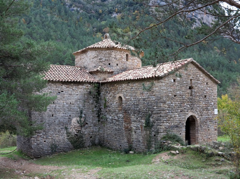 Monastery of Sant Pere de Graudescaldes in the foothills of the Busa mountains on the banks of th?