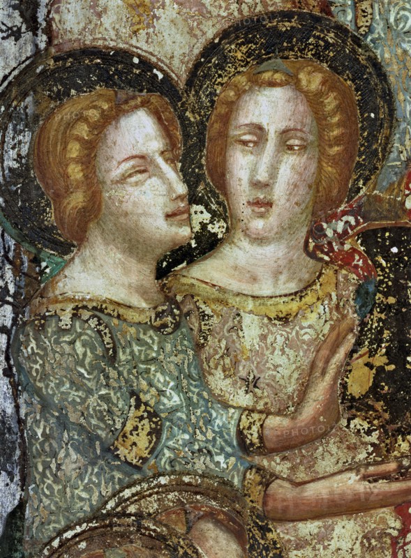 'Offering angels', detail. Mural of 1346 in the Chapel of Saint Michael or 'Day cell' from the P?