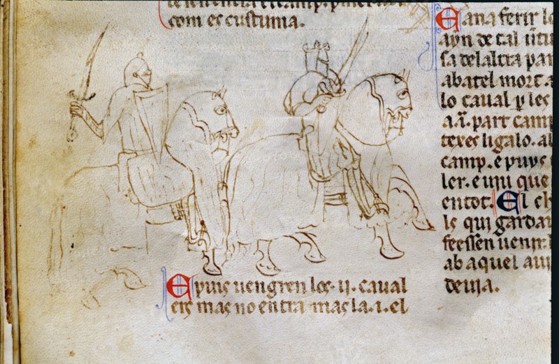 Chronicle of Peter the III king of Aragó, with scenes of knights.