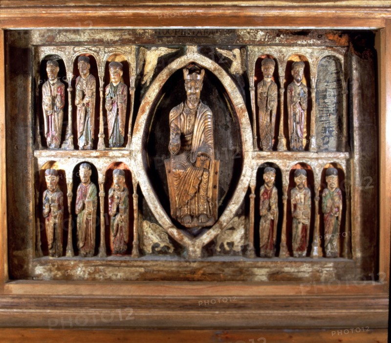 Polychromed sculpture with 'Maiestas Domini', front from Santa Maria de Taüll, Boi in Alta Ribago?