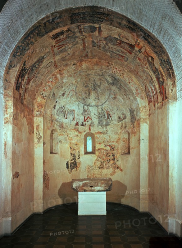 Apse of the chapel of Saint Michael in the Marmellar Castle in Baix Penedès.