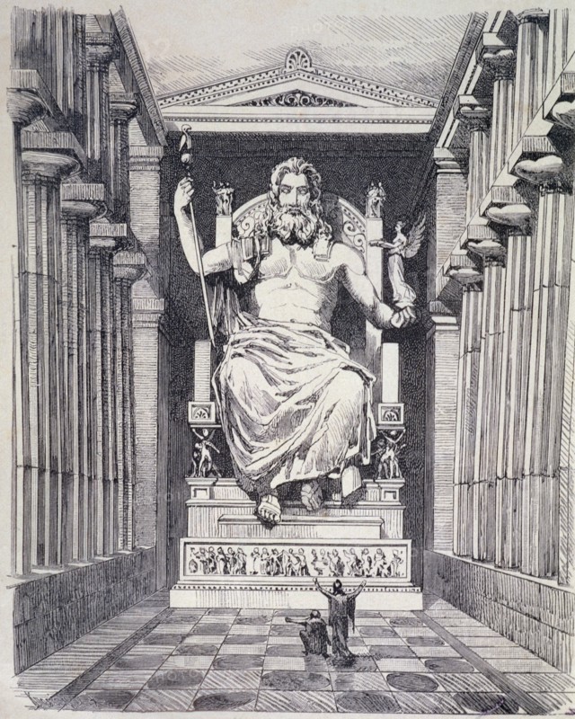 Chryselephantine statue of Zeus, built in year 471 BC, in the temple of Olympia, by Phidias. Germ?