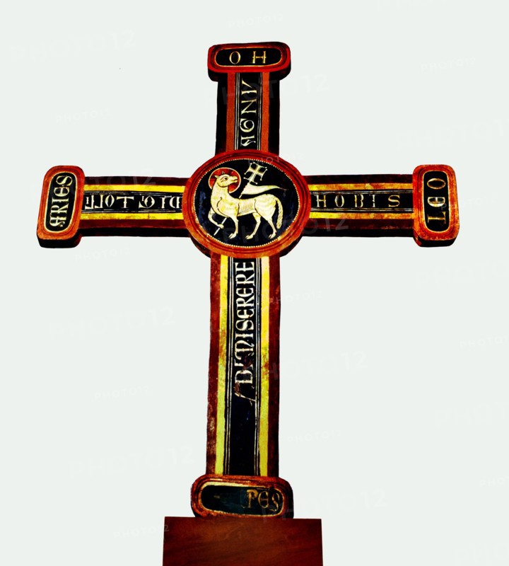 Cross painted with 'Agnus Dei', from Bagergue, Vall D'Aran.