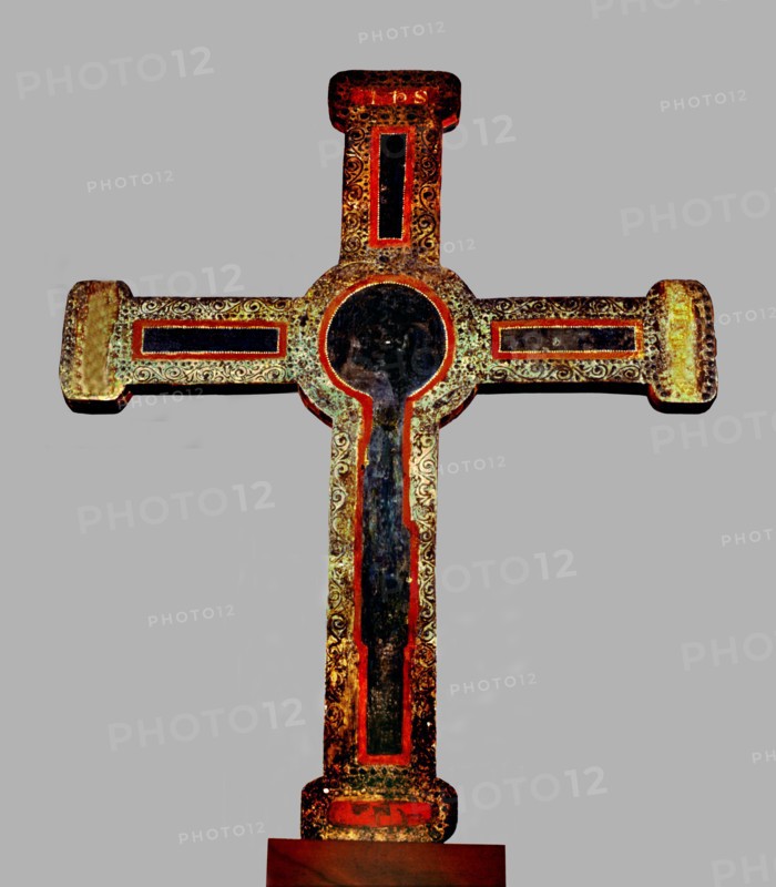 Back of the cross painted with the 'Agnus Dei', from Bagergue, Vall D'Aran.