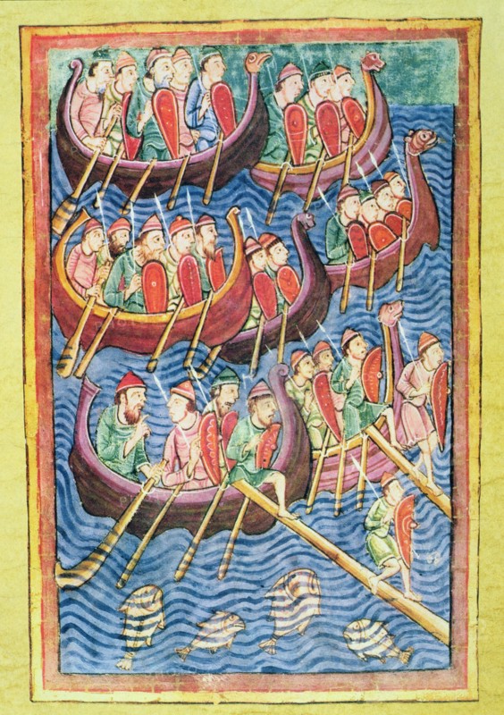 Miniature representing Vikings landing in England during the second wave of migration.