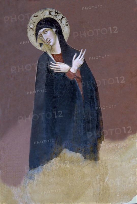 Detail of the Virgin of the crucifixion, 1834, work by Bonifazio Senese.