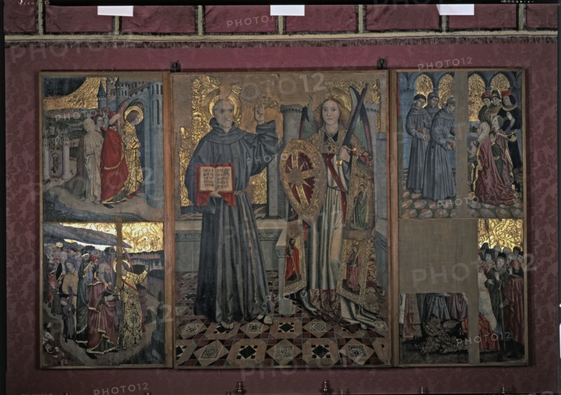Central part of the 'Altarpiece of Saint Bernardino and the guardian angel', tempera on wood, fro?