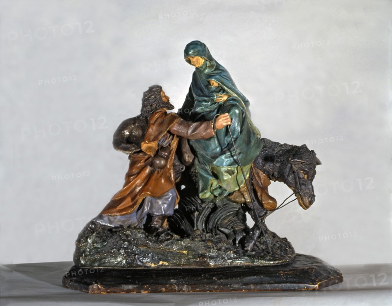 'The Flight into Egypt', figure of a crib by Ramon Amadeu.