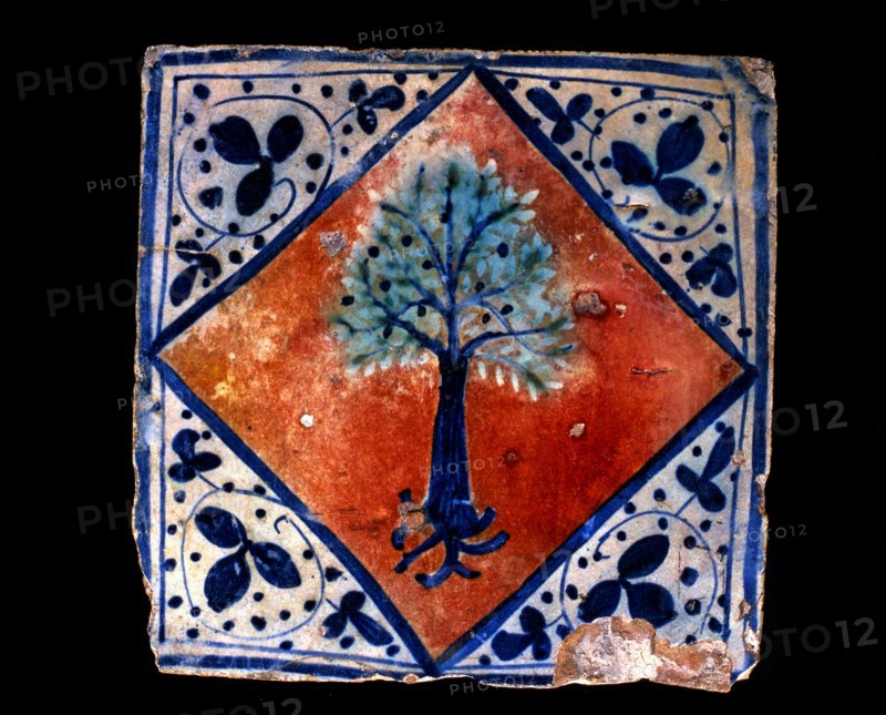 Blue Tile of Manises, 15th century.