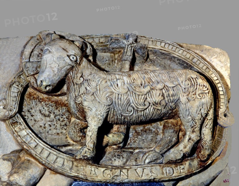 'Agnus Dei', sculptural relief, marble, c. 1160-1165, by the Master of Cabestany, from the monas?
