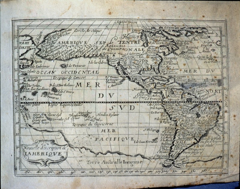 Map of the Americas', French engraving of 1667.