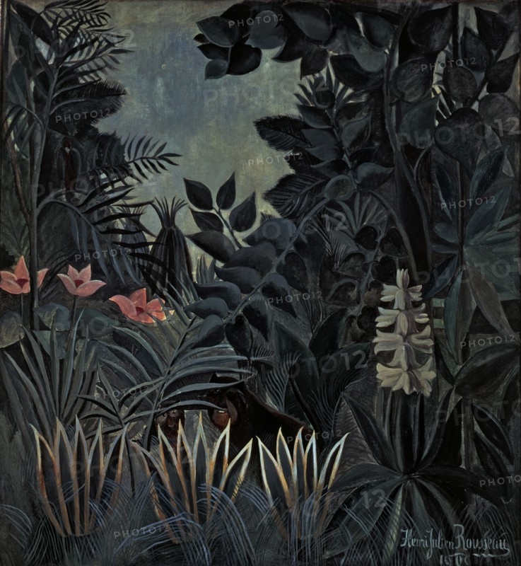 'The equatorial jungle', 1909, by Henri Rousseau.